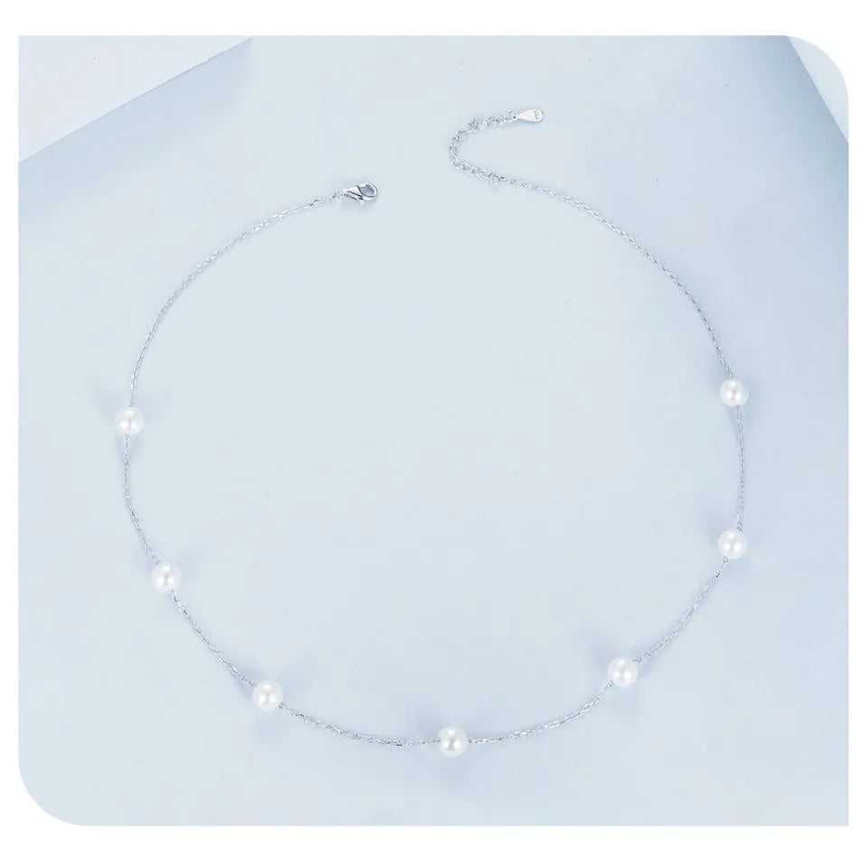 White Gold Plated Pearl Necklace