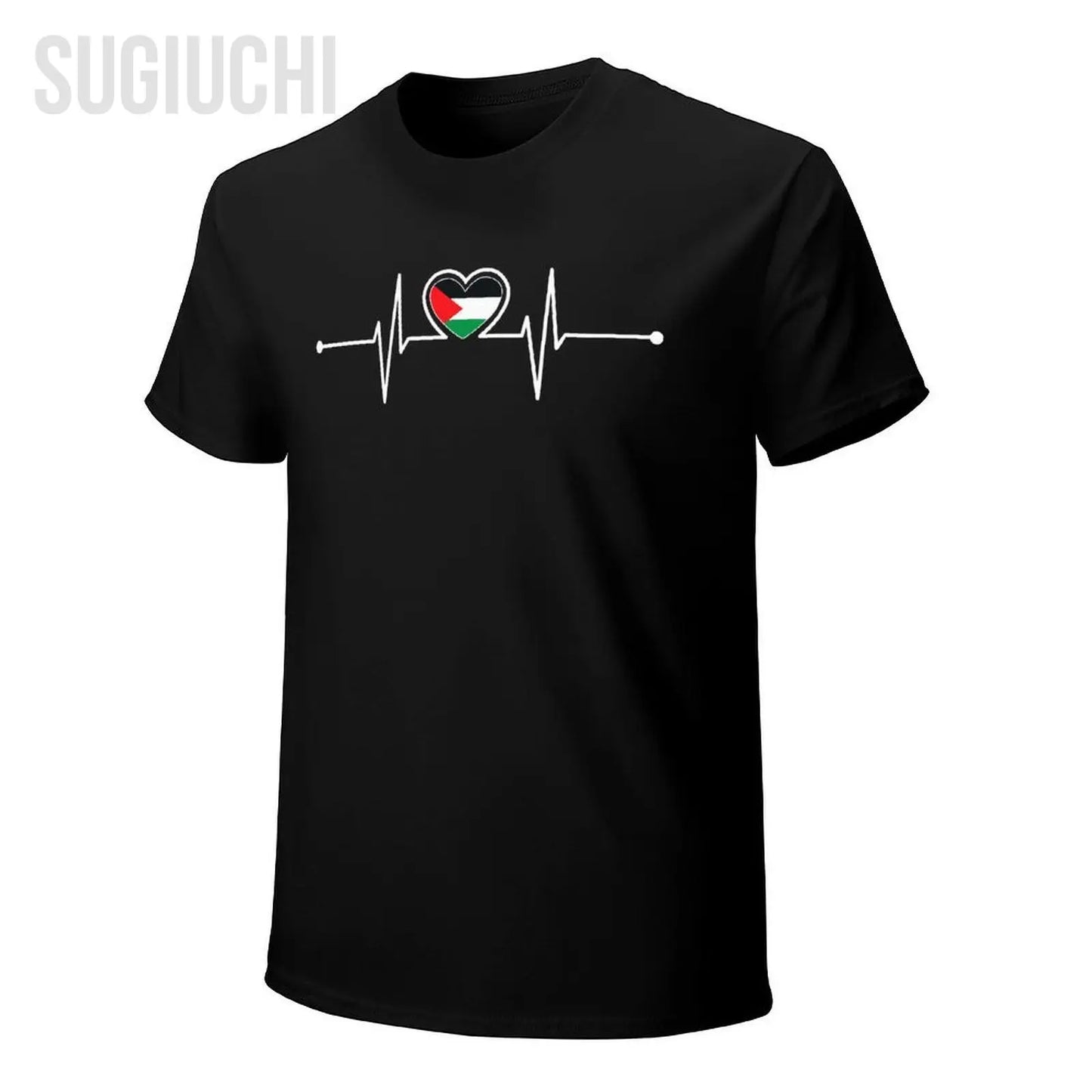 Unisex Men Palestine Heartbeat Palestine Palestinian Flag Tshirt Tees T Shirts Women Boys 100% Cotton T-Shirt