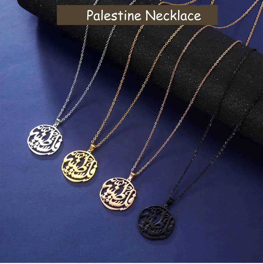 Palestine Round Pendant Necklace for Women Men Chain Necklace Anniversary