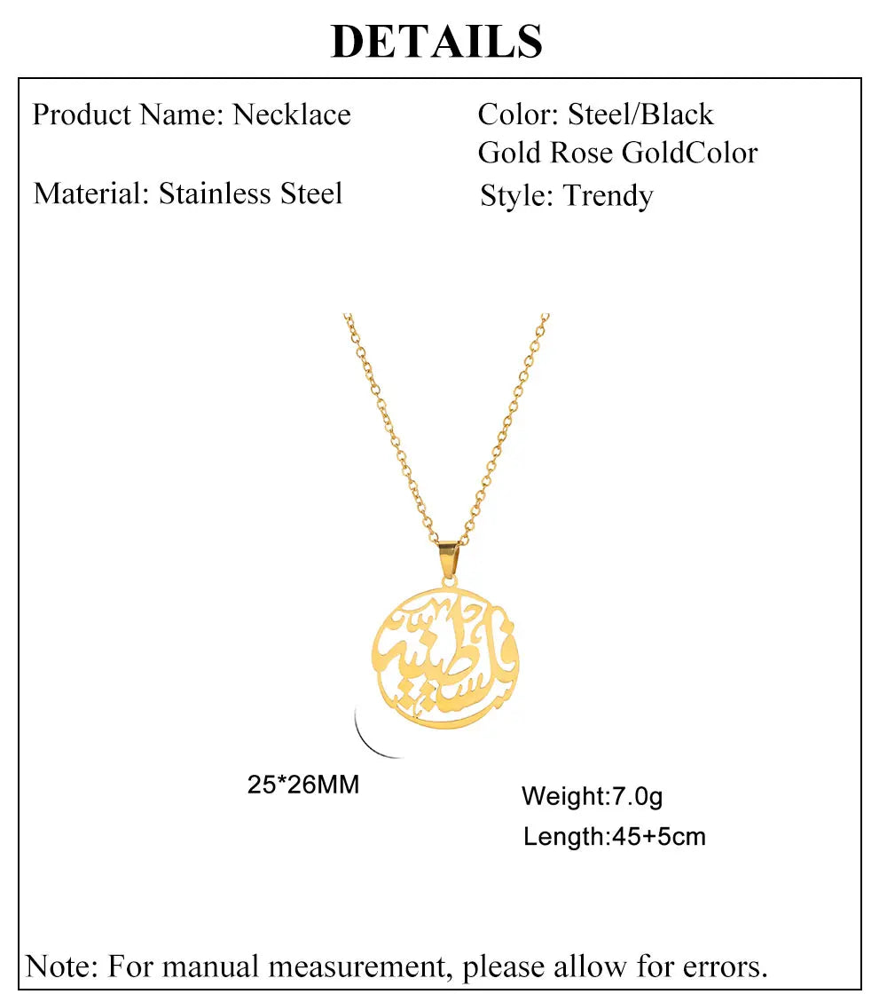 Palestine Round Pendant Necklace for Women Men Chain Necklace Anniversary