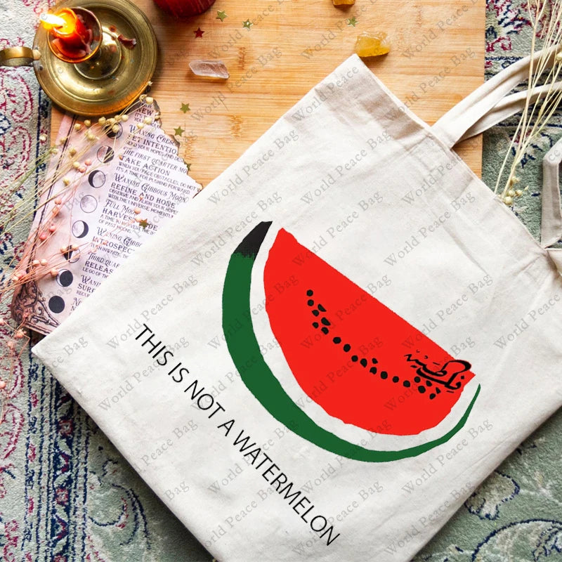 This Is Not A Watermelon pattern Tote Bag  Canvas Shoulder Bag For Travel Daily Commute Women's Reusable Shopping Bag Best