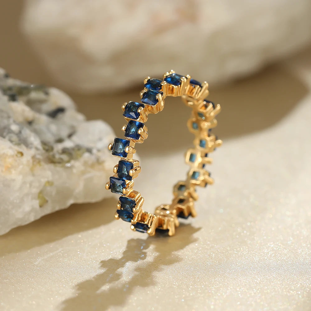 Royal Blue Stone Thin Ring for Women