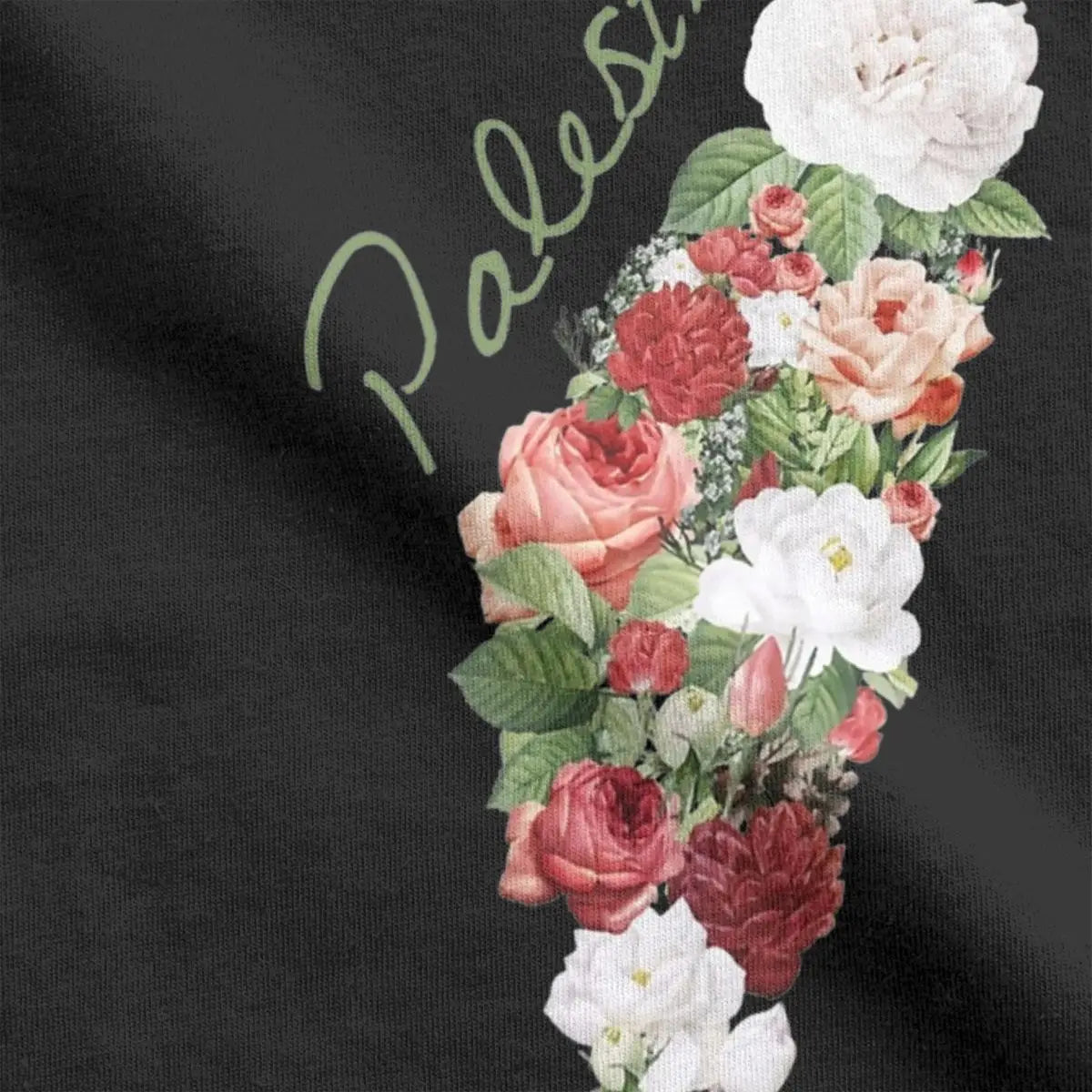 Palestinian Palestine Flower T Shirt Men Cotton Vintage T-Shirts O Neck Tee Shirt Short Sleeve