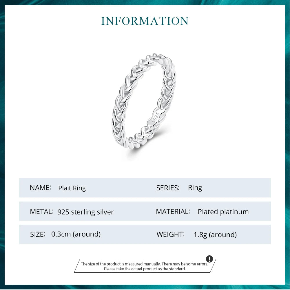 Braided Texture Twisted Eternity Band Plait Finger Rings