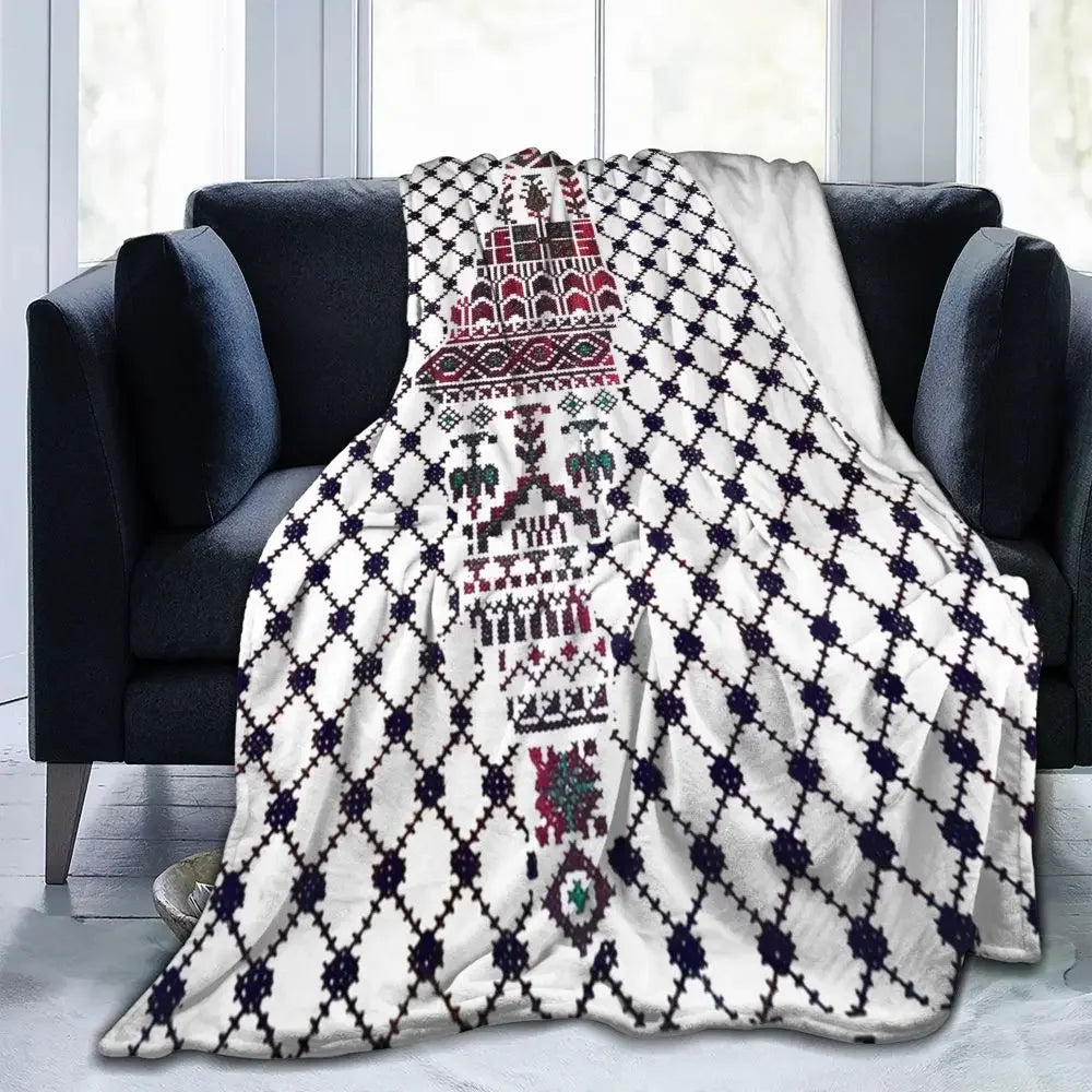 Palestine Palestinian Knitted Blanket Traditional Tatreez Wool Throw Blankets Bedding Couch Decoration Lightweight Bedspreads