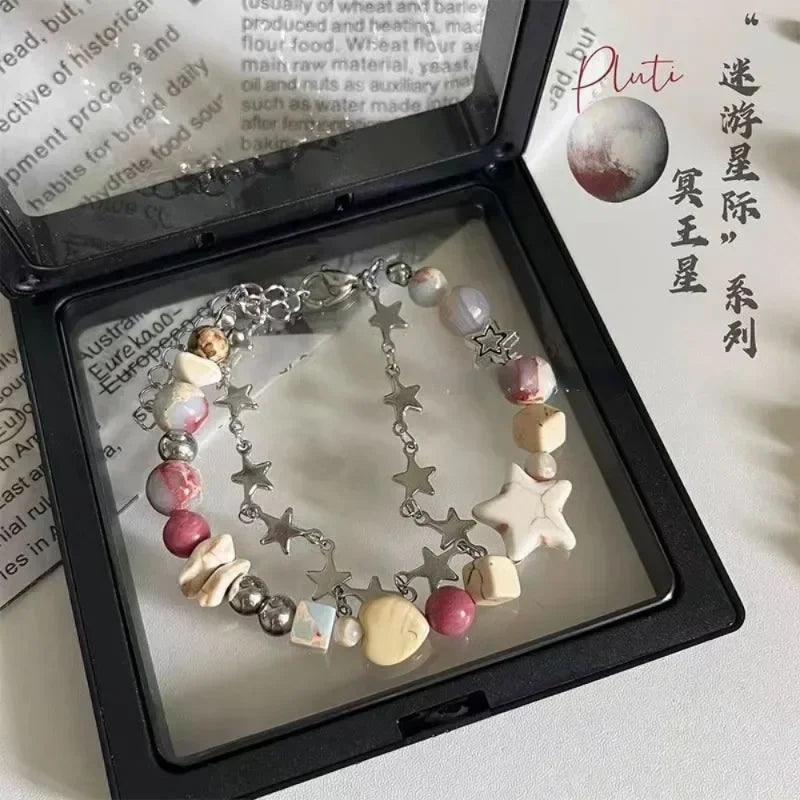 Crystal Pentagram Star Shape Faux Pearl Bracelet