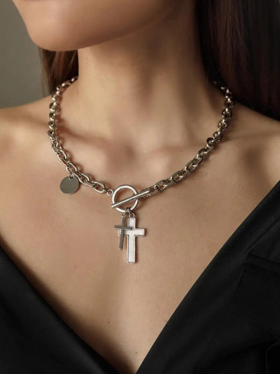 European and American jewelry cross heart pendant necklace for women