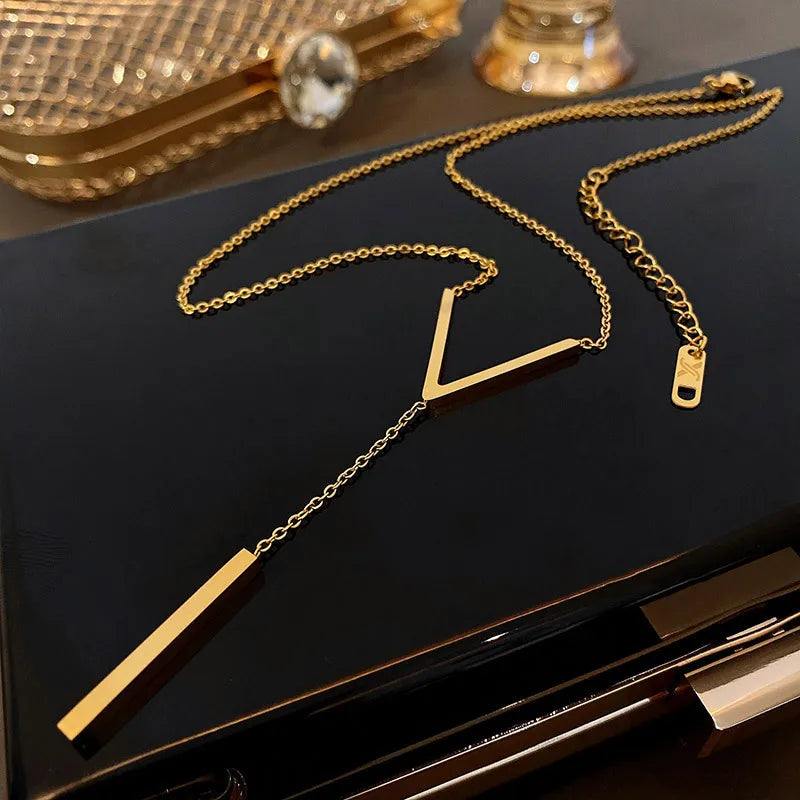 Fashion 2025 Sexy V Neck Long Necklace for Women