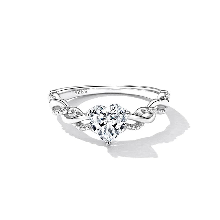 Romantic Love Ring for Women Fine Jewelry Shining Heart Stone