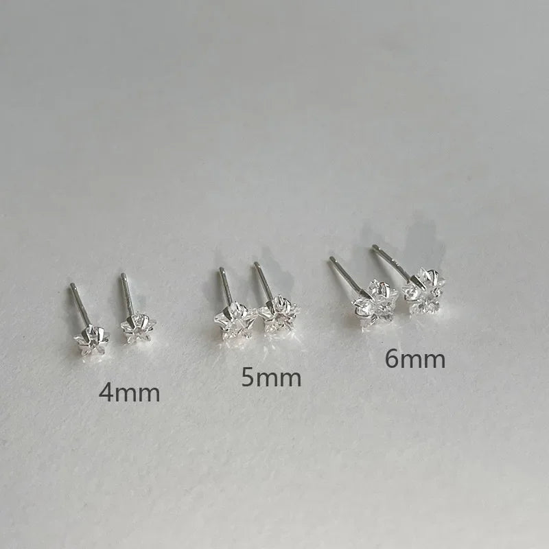 925 Sterling Silver Geometric Zirconia Star Stud Earrings