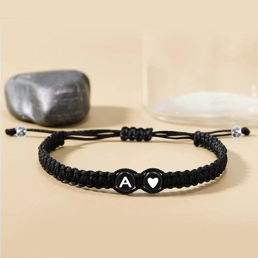 26 Letter Love Heart Woven Bracelet for Couples