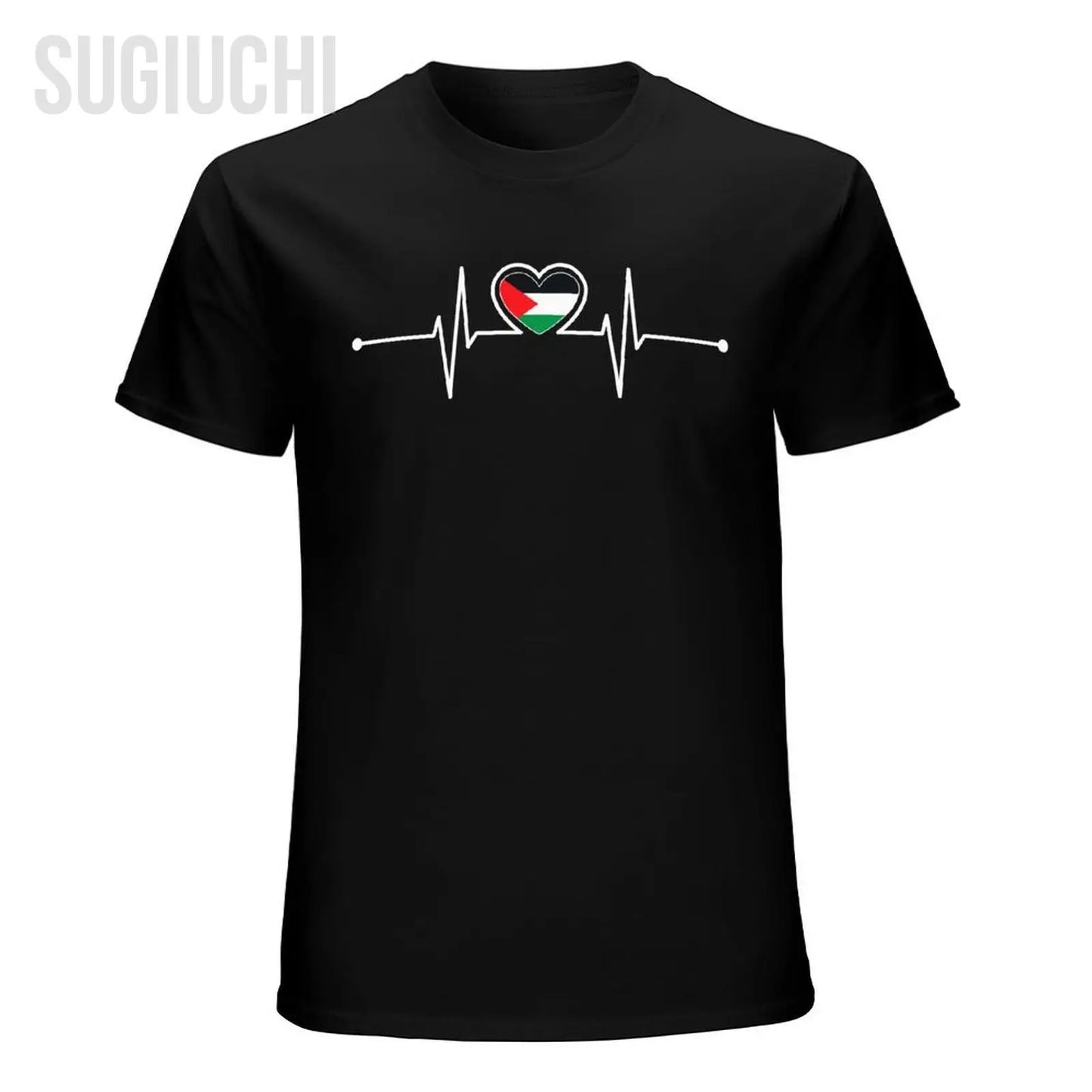 Unisex Men Palestine Heartbeat Palestine Palestinian Flag Tshirt Tees T Shirts Women Boys 100% Cotton T-Shirt