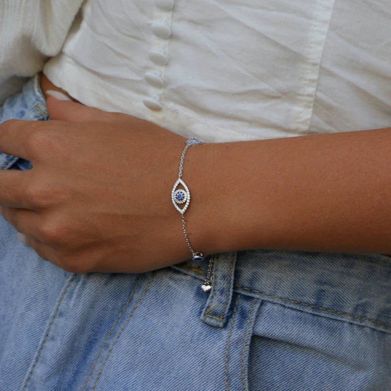 Blue Zircon Evil Eye Bracelet