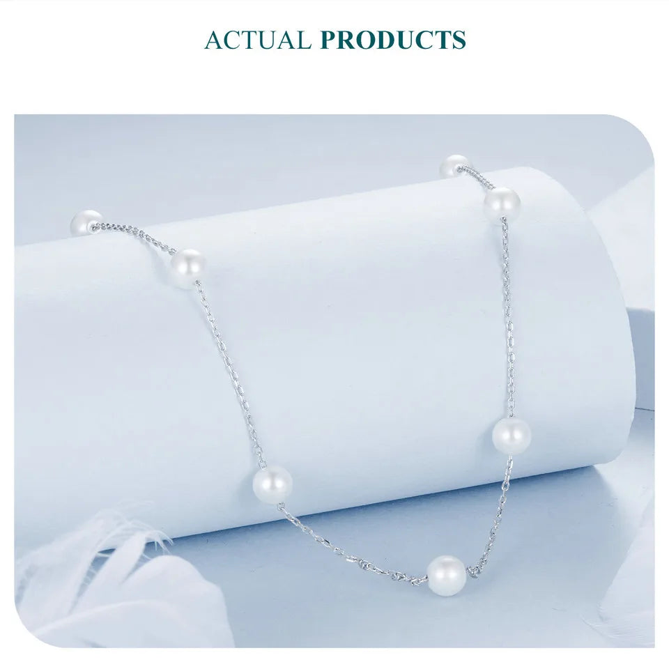 White Gold Plated Pearl Necklace