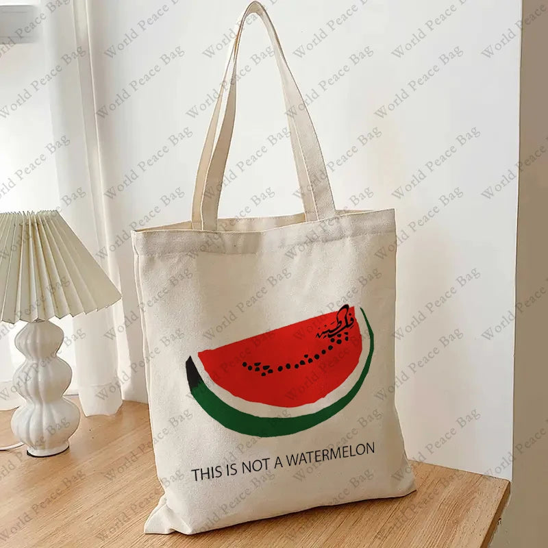 This Is Not A Watermelon pattern Tote Bag  Canvas Shoulder Bag For Travel Daily Commute Women's Reusable Shopping Bag Best