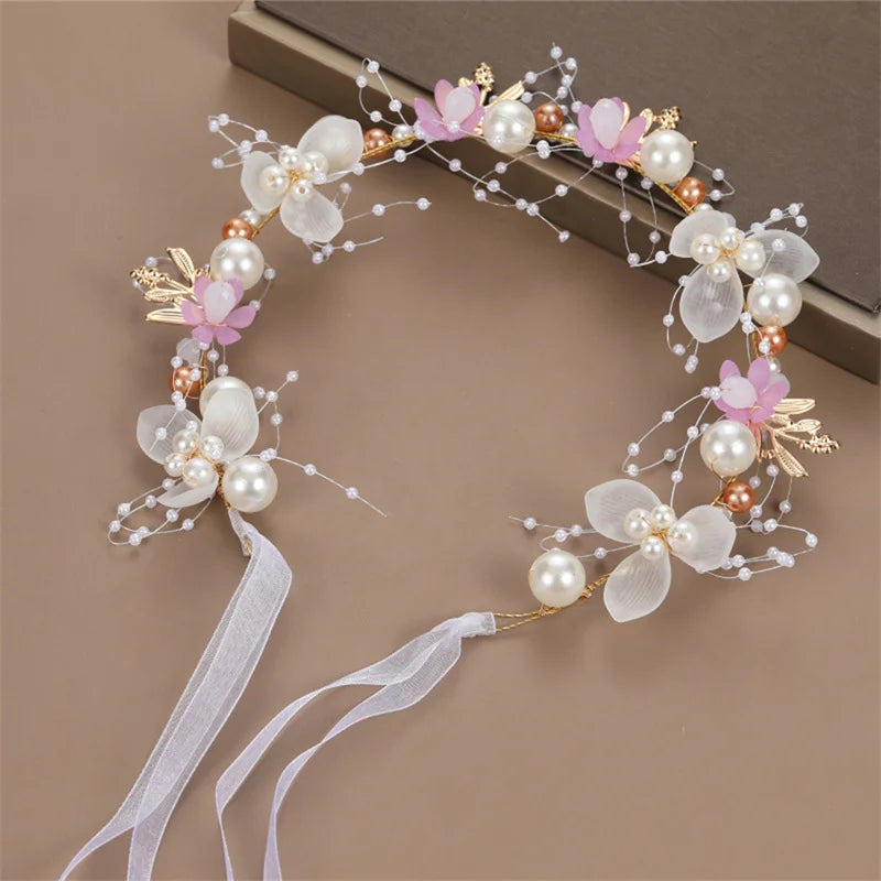 Pearl Headpiece Flower Wreath