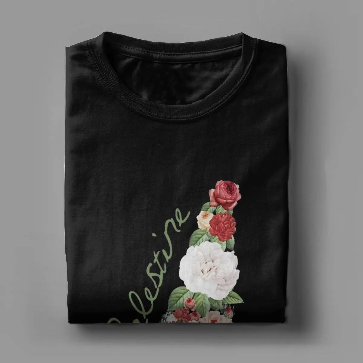 Palestinian Palestine Flower T Shirt Men Cotton Vintage T-Shirts O Neck Tee Shirt Short Sleeve