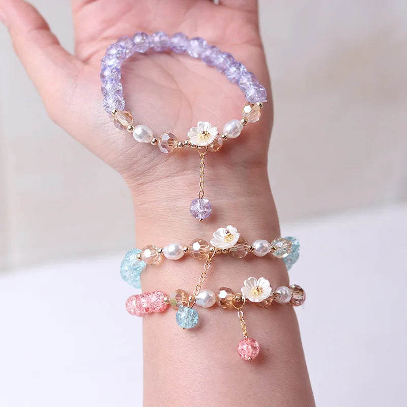 Korean Shell Flower Beaded Bracelet for Women