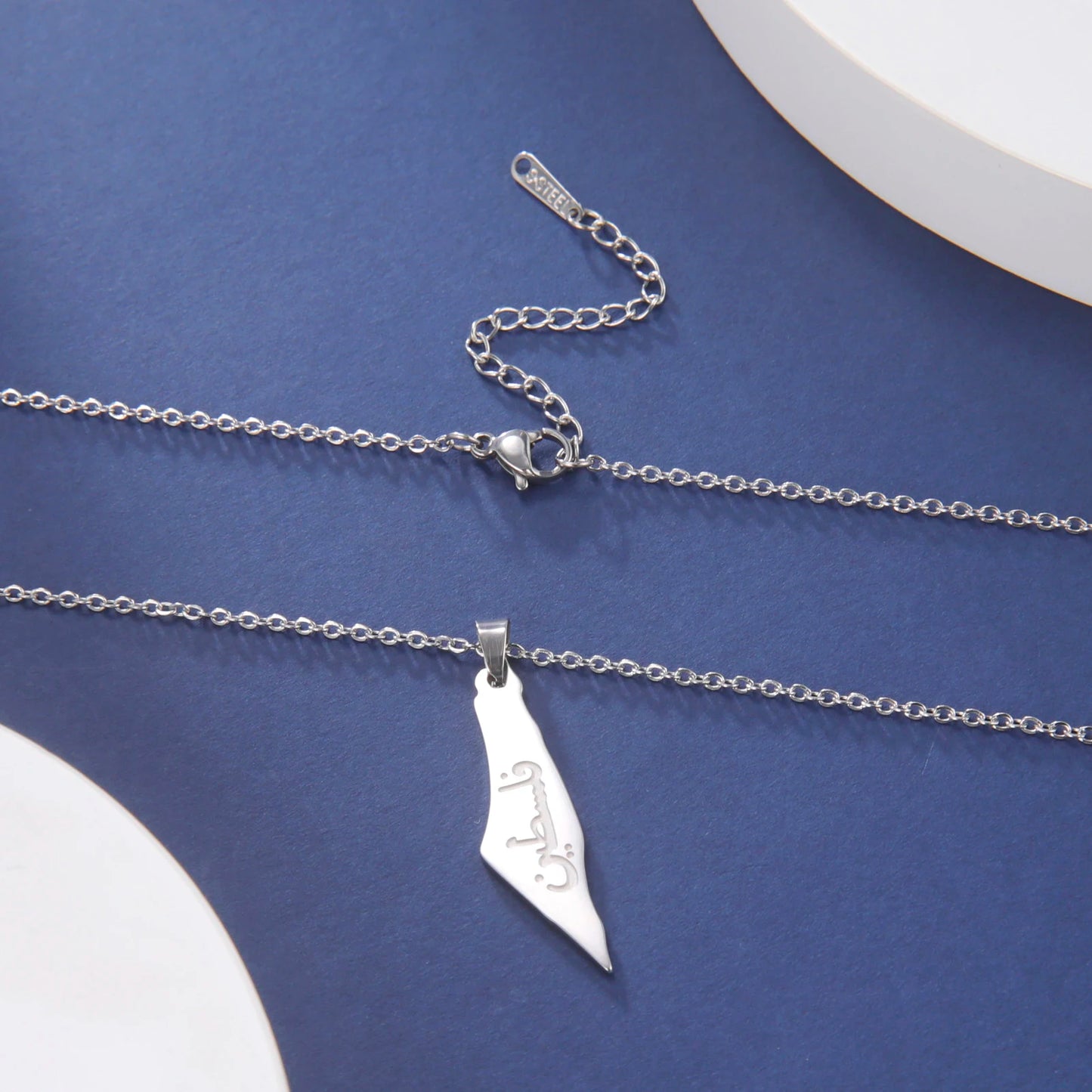 Palestine Map Necklace For Women Stainless Steel Arabic Letter Necklace