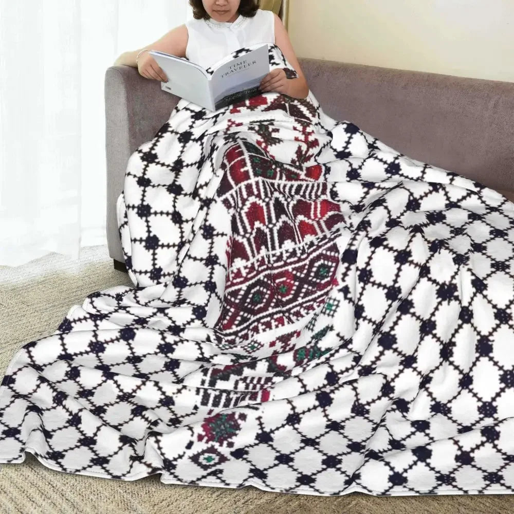 Palestine Palestinian Knitted Blanket Traditional Tatreez Wool Throw Blankets Bedding Couch Decoration Lightweight Bedspreads