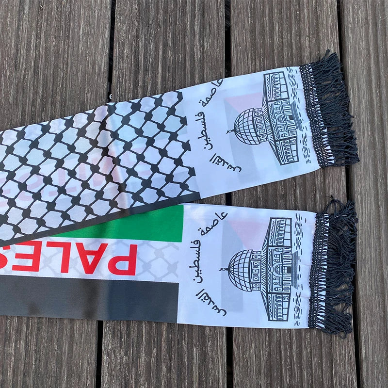 14x130cm Scarf Printing Satin Palestinian Flag national day Scarves palestine shawl