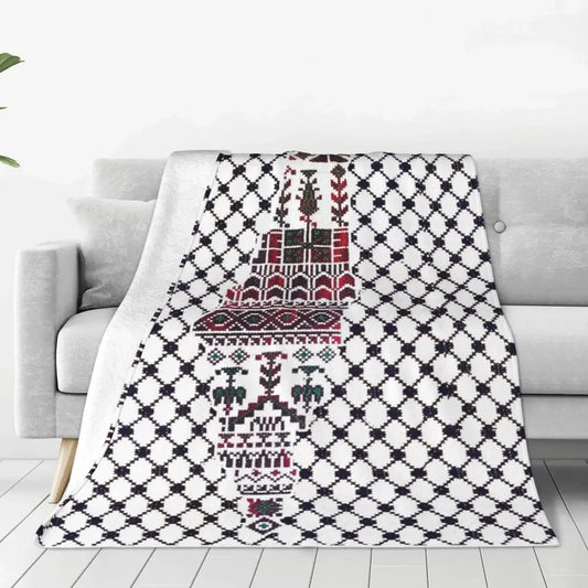 Palestine Palestinian Knitted Blanket Traditional Tatreez Wool Throw Blankets Bedding Couch Decoration Lightweight Bedspreads