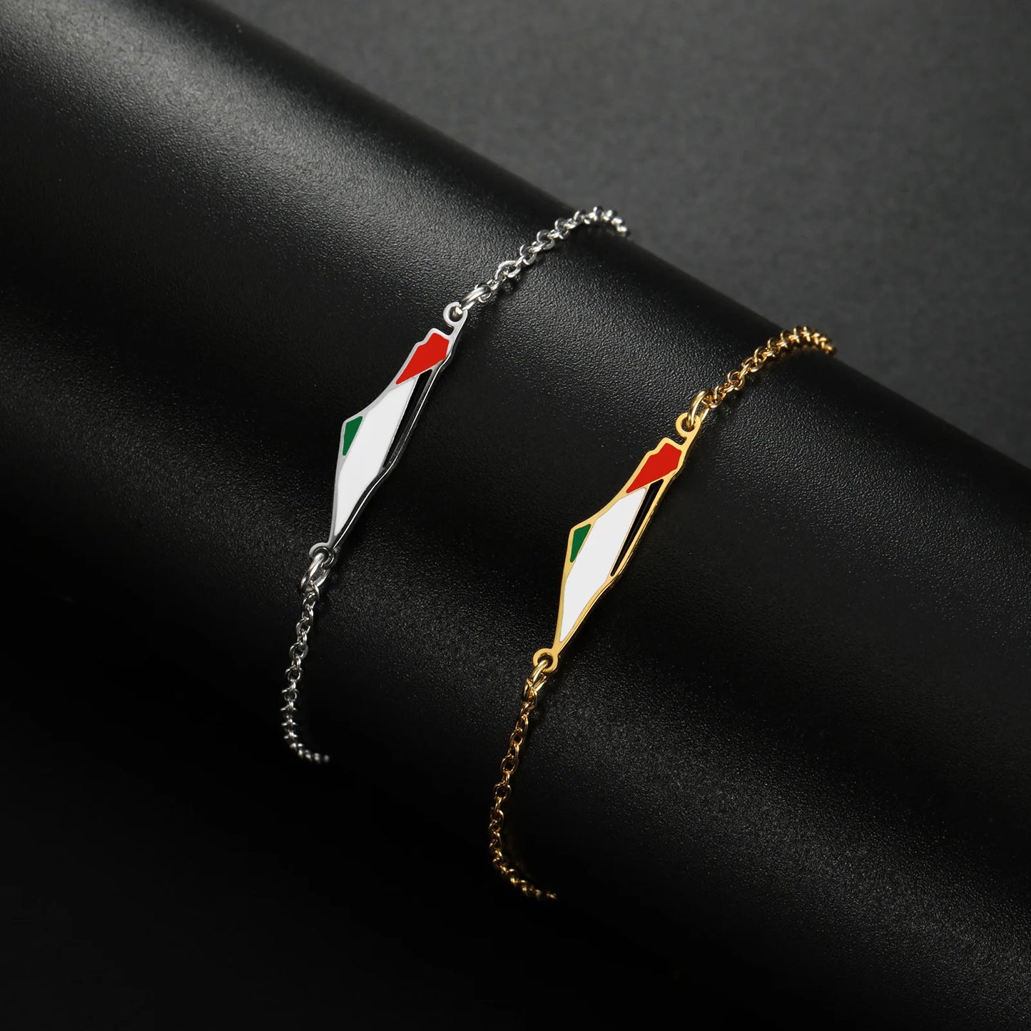 Palestine Map Bracelets For Women Men Double Layer Country Map Pendant Stainless Steel Couple Bracelet