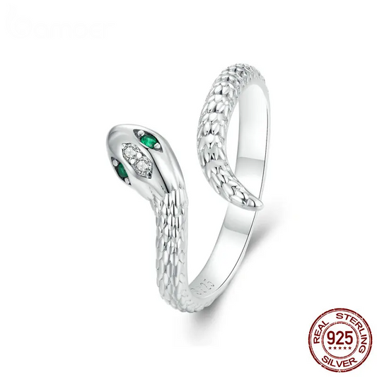 Classic Snake Design Green Zircon Snake Ring