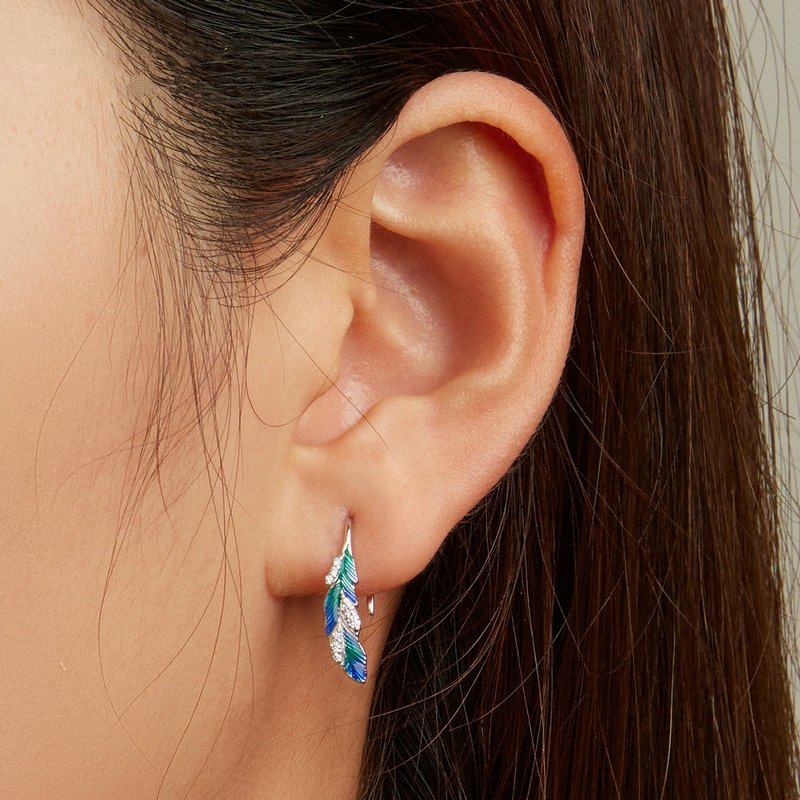 Peacock feather  Blue earrings