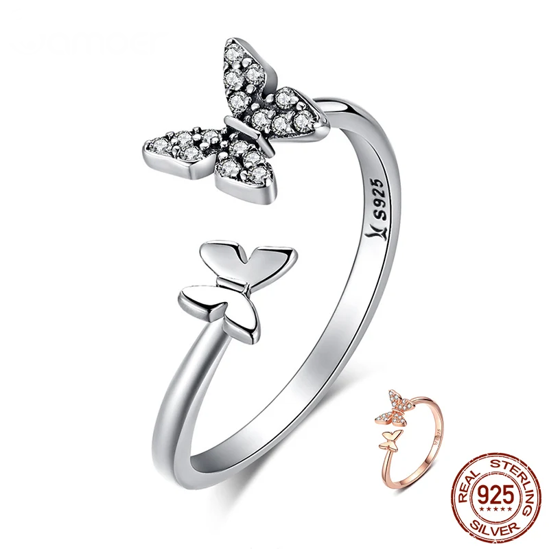 Dazzling CZ Butterfly Open Finger Ring