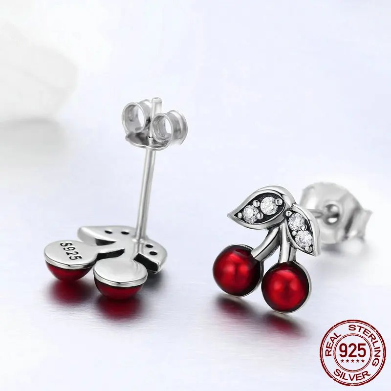 Beautiful red cherry earrings