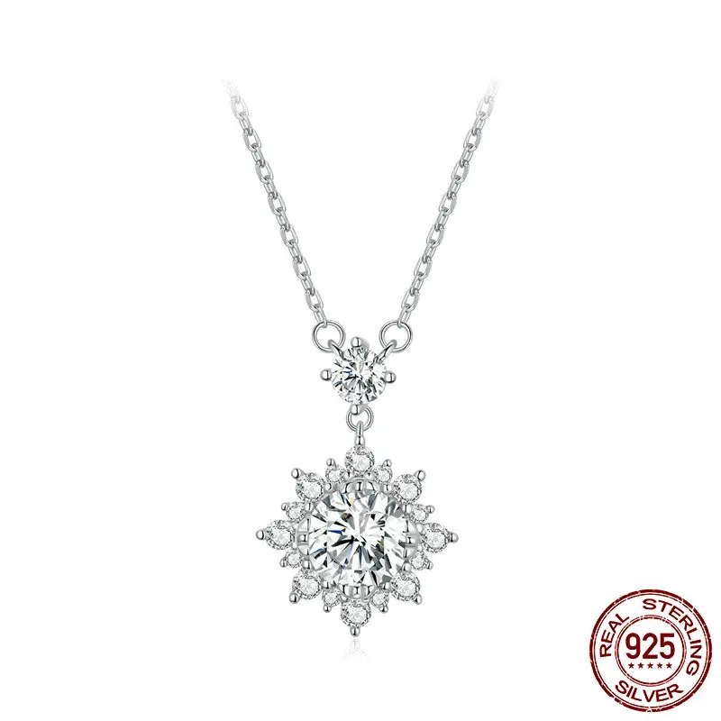 Moissanite Halo Necklace for Women