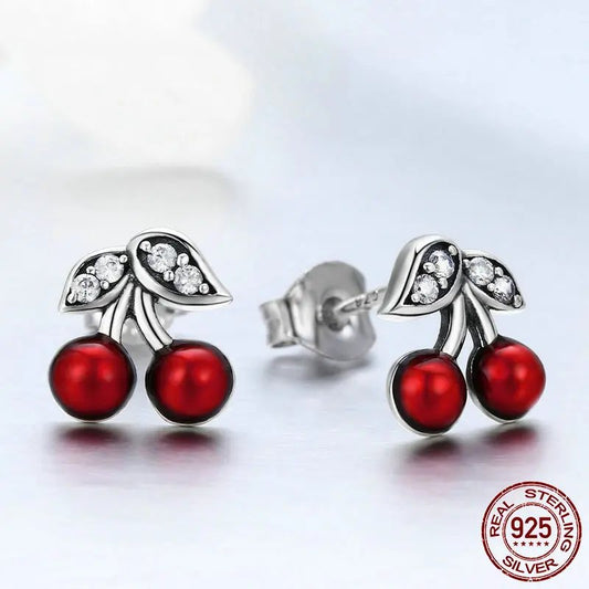 Beautiful red cherry earrings