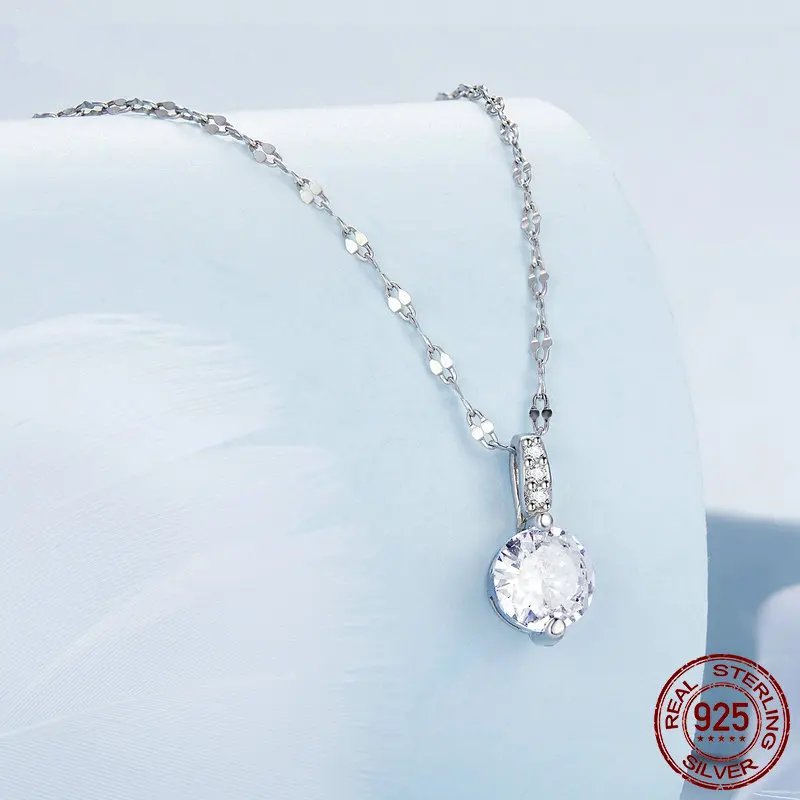 Silver Clear Zircon Pendant Necklace