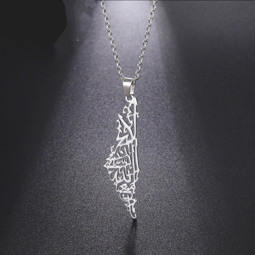 Palestine Map Necklaces Stainless Steel Pendant Neck Chain Ethnic Memorial